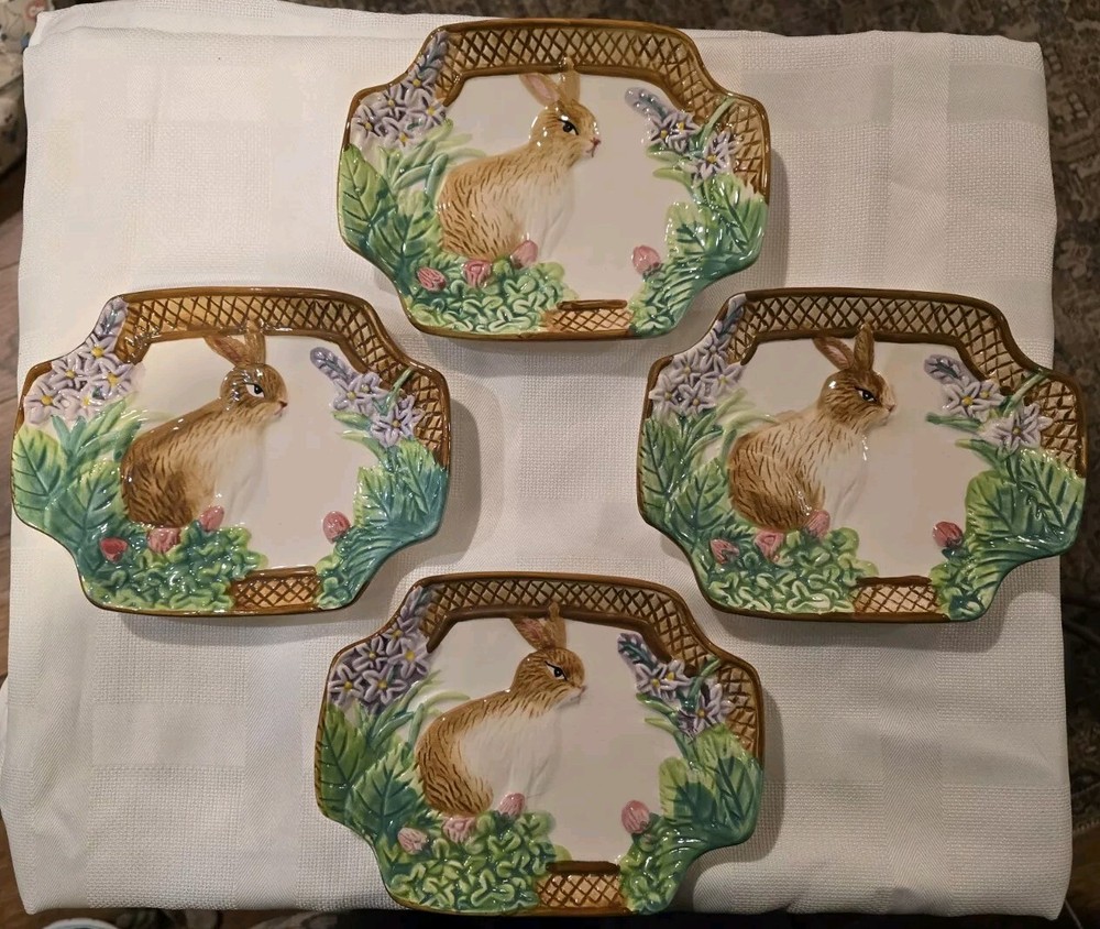 4 Royal Norfolk Spring Rabbit Floral Easter Plates