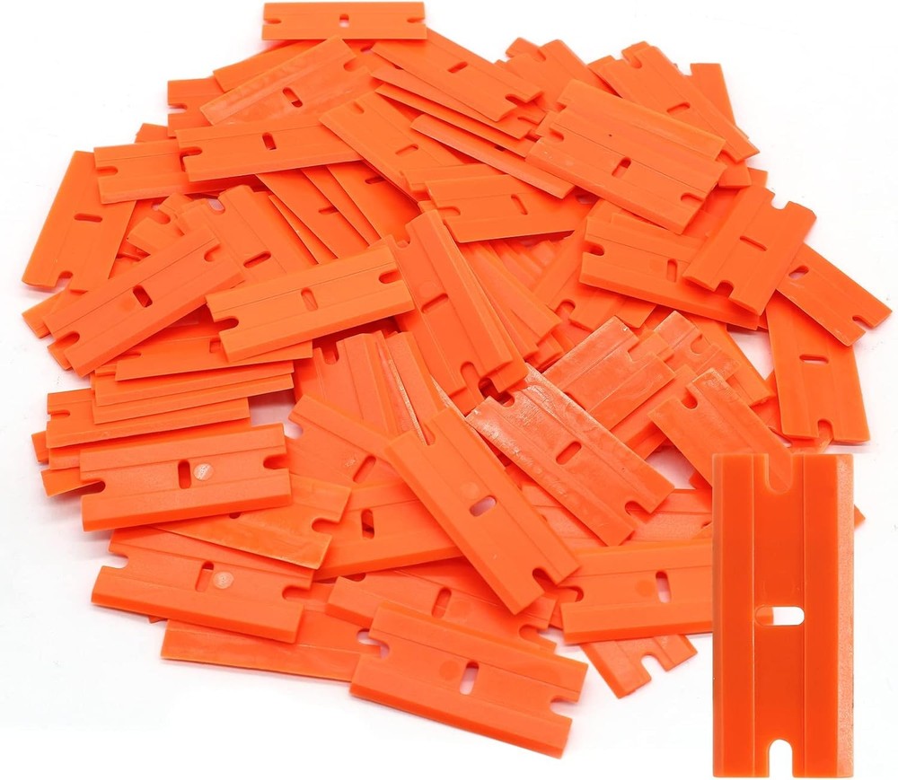 100pcs Plastic Razor Blades, Double Edged Plastic Scraper Blades Replacement for