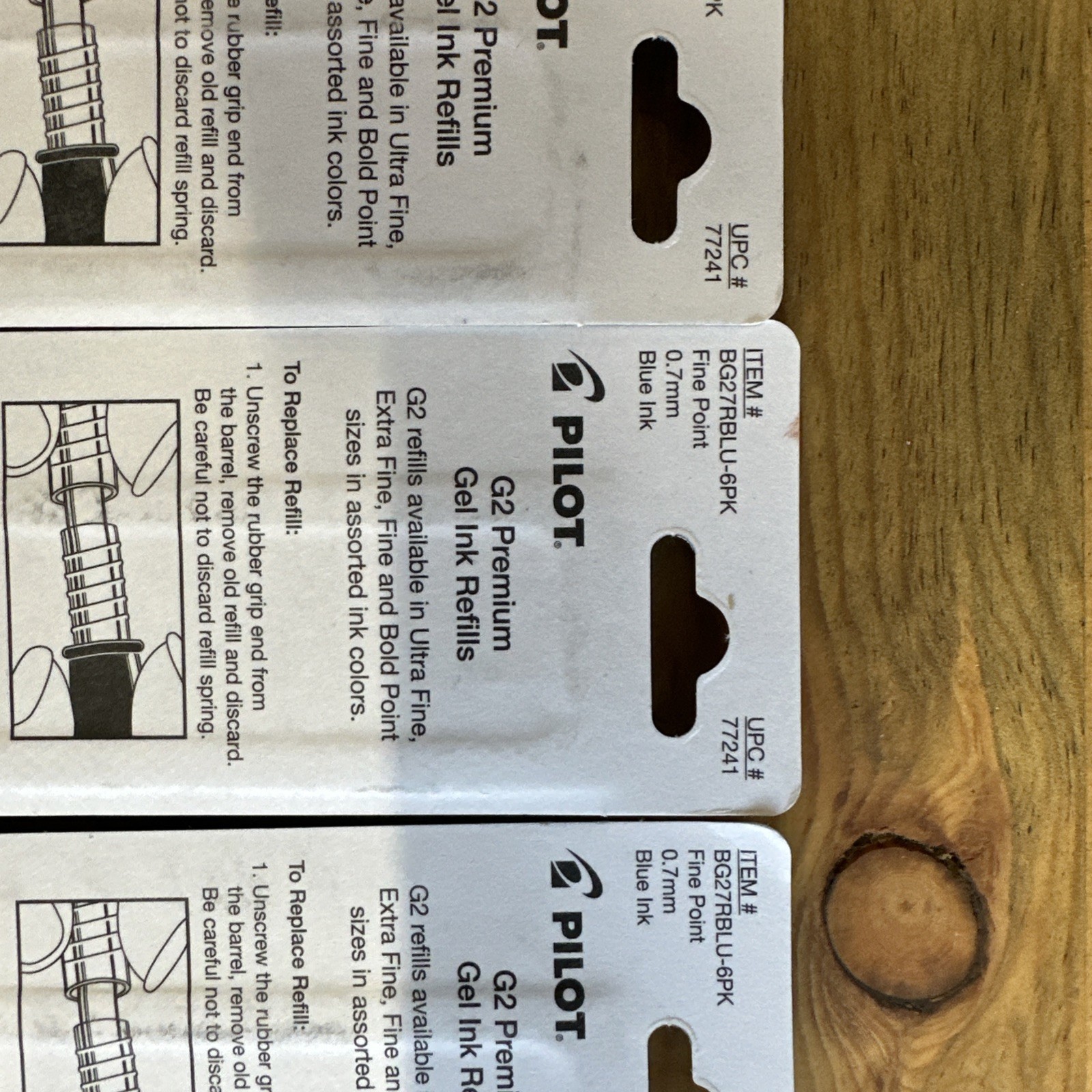 5- Pack PILOT G2 Premium Gel Refills - Blue Fine 0.7mm