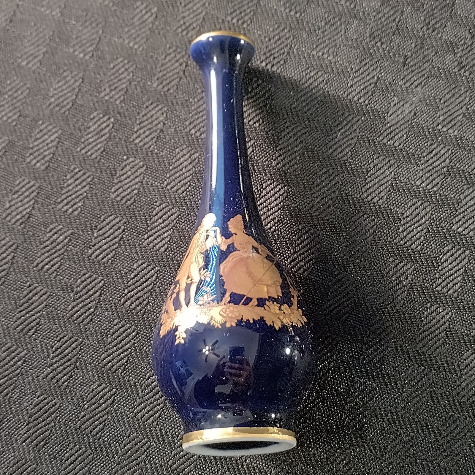 Limoges Cobalt Blue and Gold Miniatures Courting Couple Set Of 7 Pieces