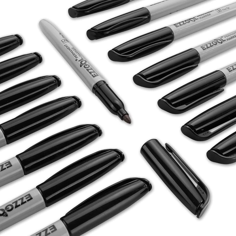 Permanent Markers Bulk 72 Pack Black Permanent Marker Set Fine Tip Waterproof Ma