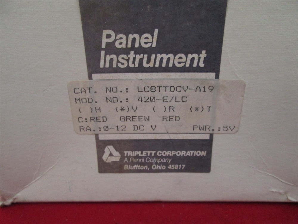 Triplett 420-E/LC LC8TTDCV-A19 Panel Meter new