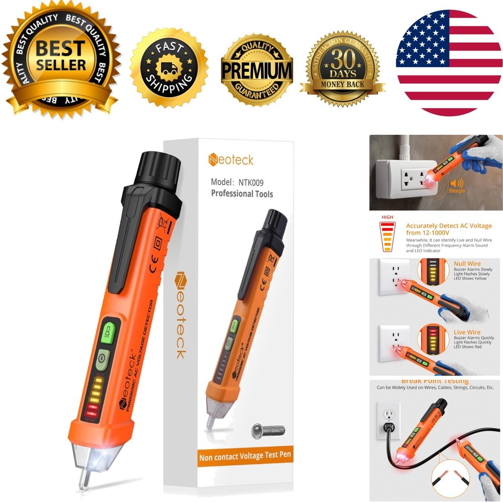 Professional Non-Contact Voltage Tester with Integrated Flashlight & Buzzer