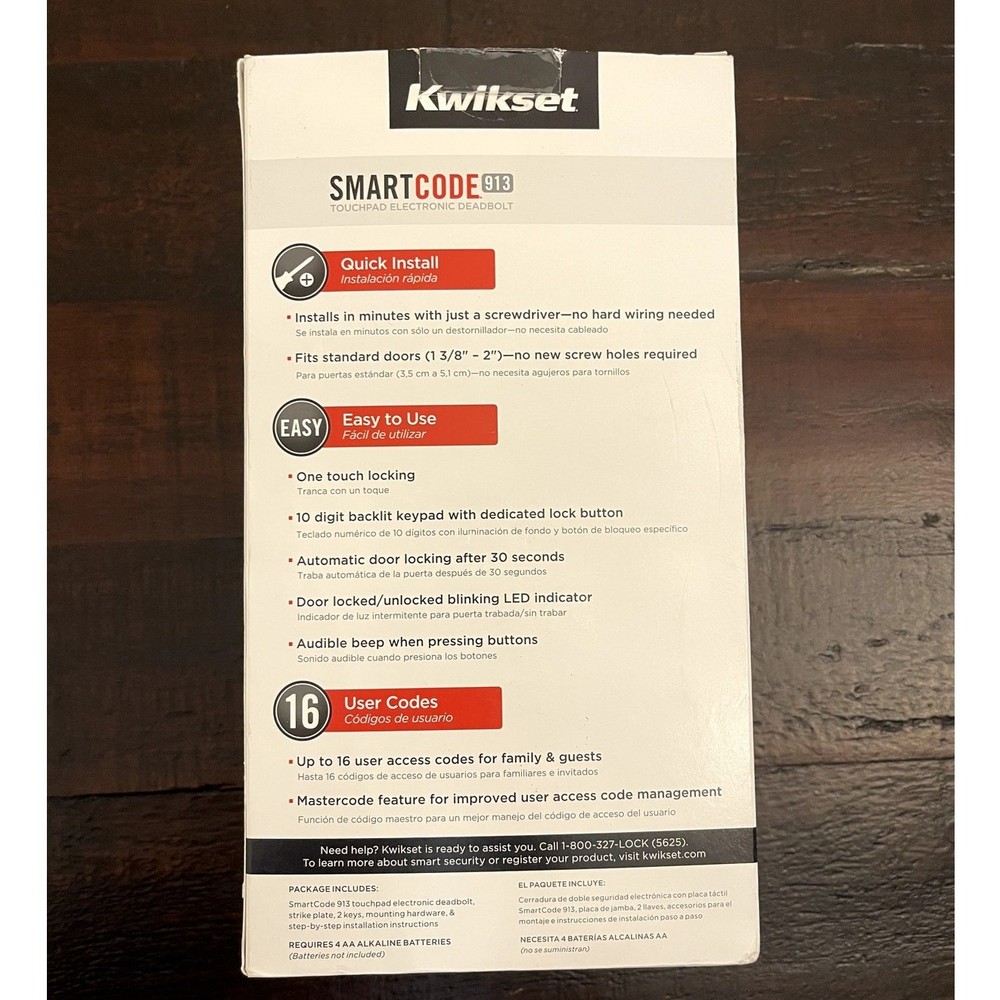 Kwikset SmartCode 913 Touchpad Electronic Deadbolt Keyless Entry NO KEYS
