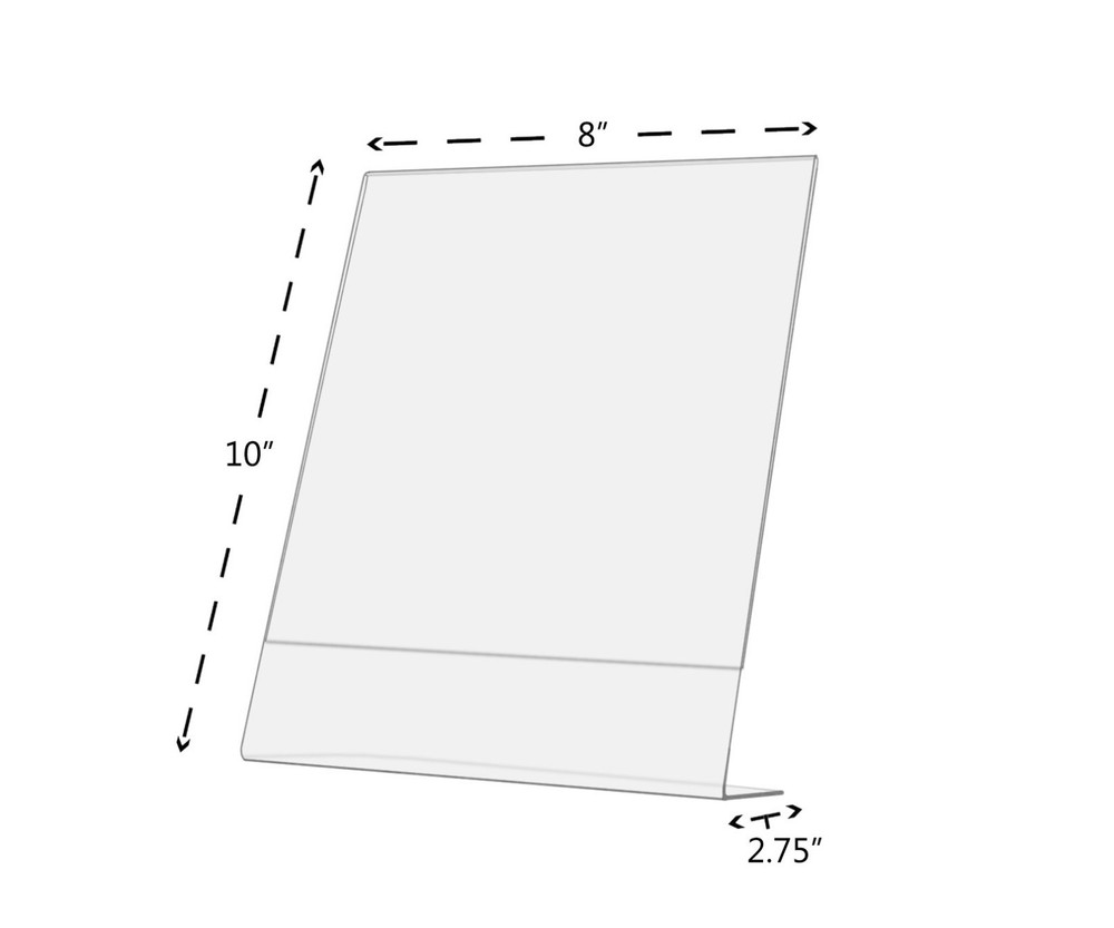 8"W x 10"H Sign Holder Menu Display Frame Slant Back Side Load