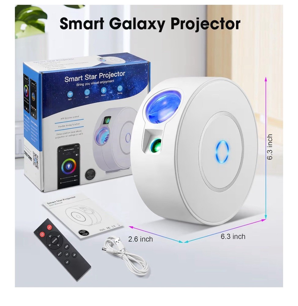 Galaxy Star Projector LED Night Light Bluetooth Speaker Remote App Voice
