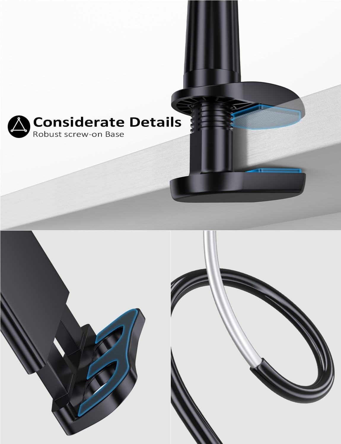 Gooseneck Tablet Holder Stand for Bed Adjustable Flexible Arm Tablets Mount