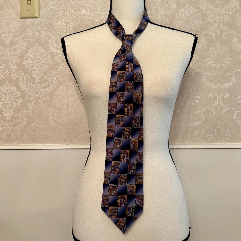 Retro Science Necktie Elevation Map Graphics Molecular Expressions Silk 80s Tie
