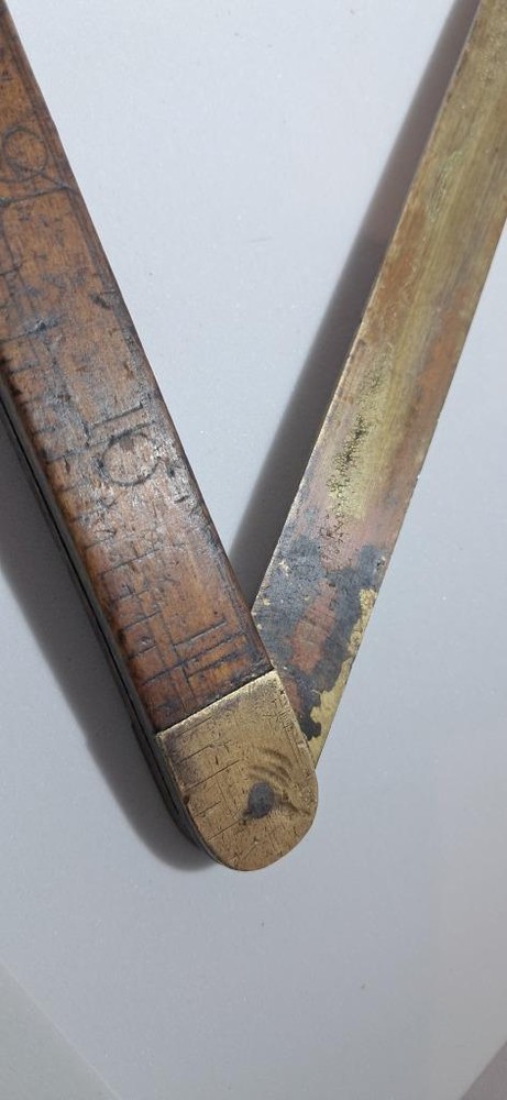 ANTIQUE BOXWOOD & BRASS SHIPWRIGHT'S RULE