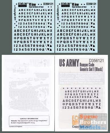 ECH356121 1:35 Echelon US Army Bumper Code Generic Set 1 (Black)