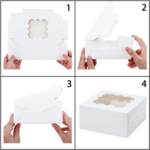 White Bakery Boxes with Window 36pcs 6x6x3 Inches Cookie Boxes Mini Cake Boxe...
