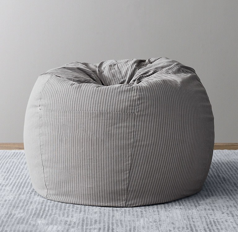 RESTORATION HARDWARE 41” Henley Stripe Cotton Canvas Beanbag Chair Cover