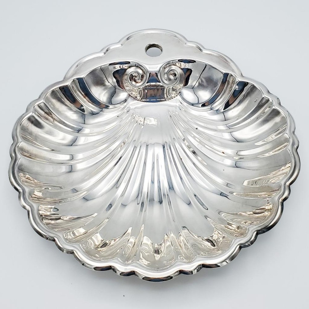Silver Plated Shell Bowl Seafood Dish  11"