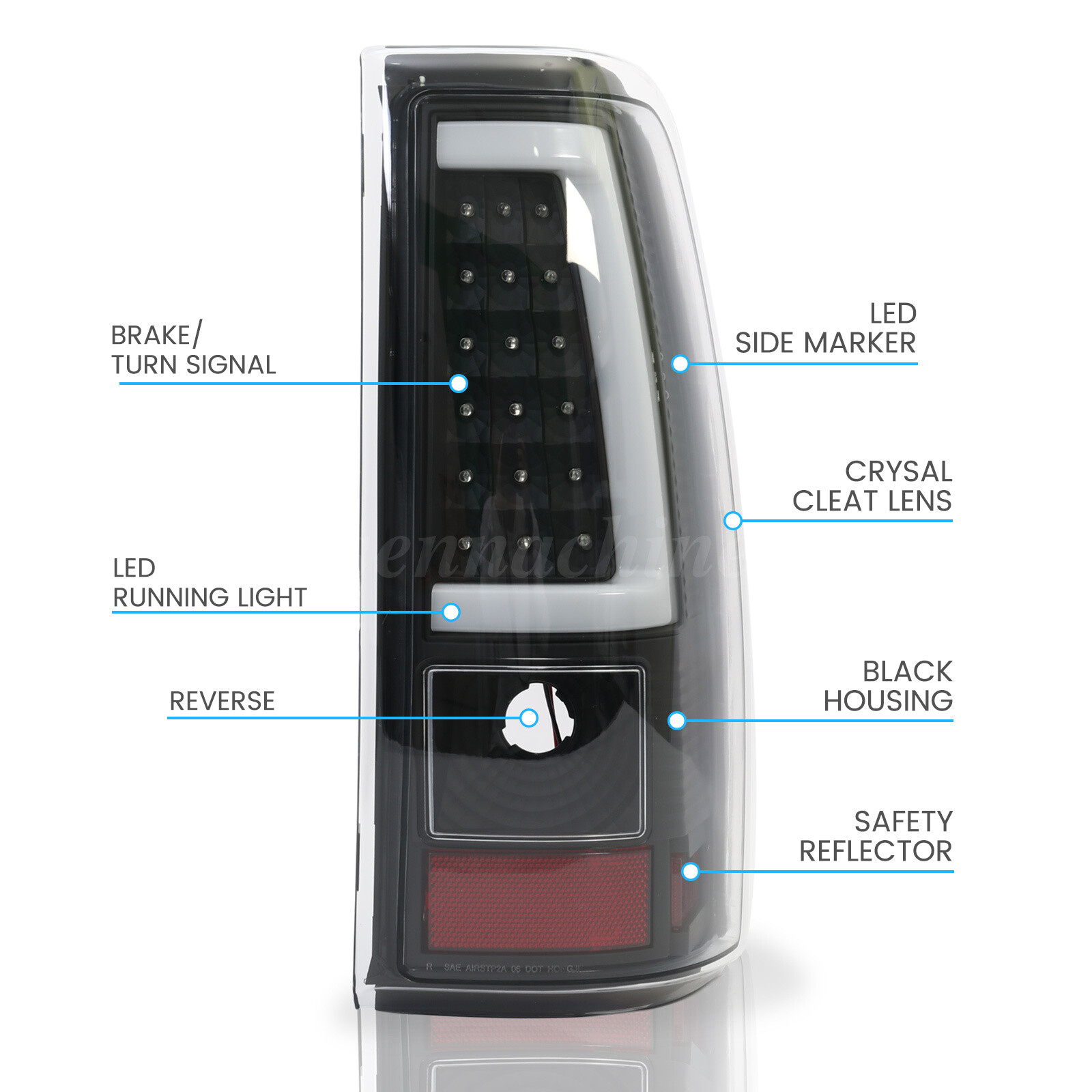 Black LED Tail Lights Fits 2003-2006 Chevy Silverado GMC Sierra 1500 2500HD 3500