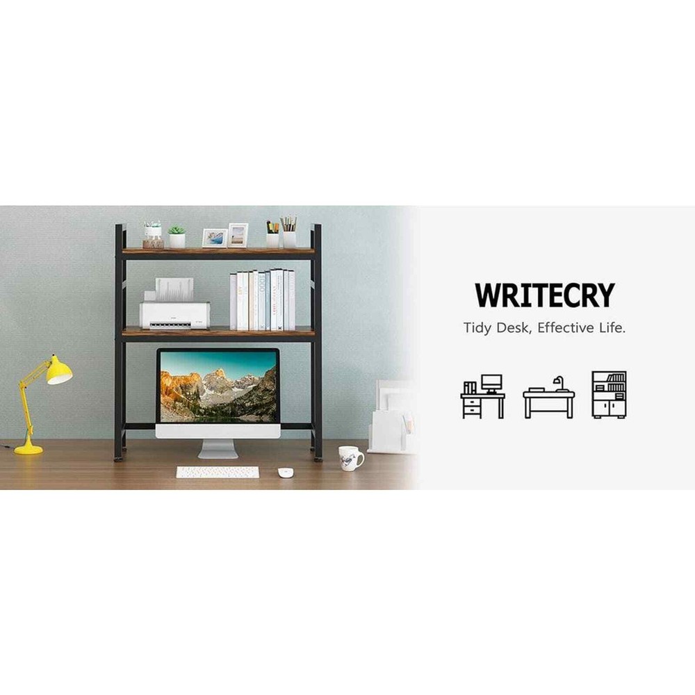 2-Tier Desk Shelf Wood Brown
