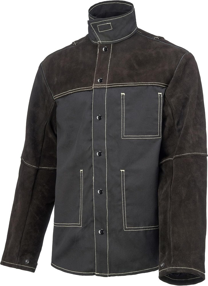 DURIN Leather Welding Jacket | Split Cowhide Leather Shoulders & Lined Sleeve...