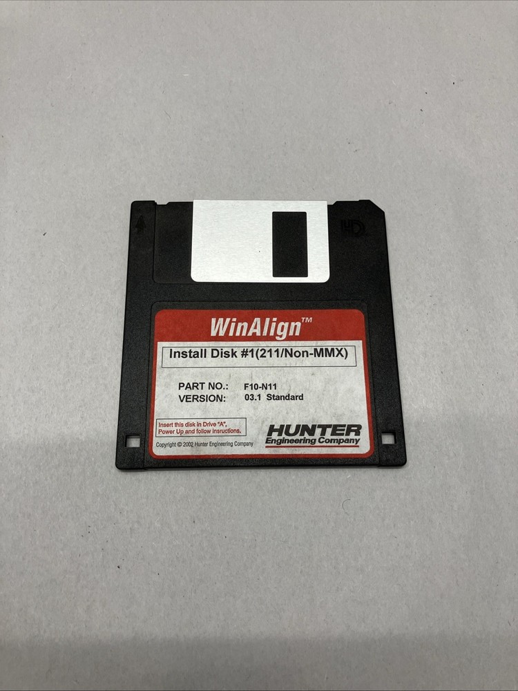 Hunter F10-N11 WinAlign Alignment Floppy Disk Software Disk 1 P-72b