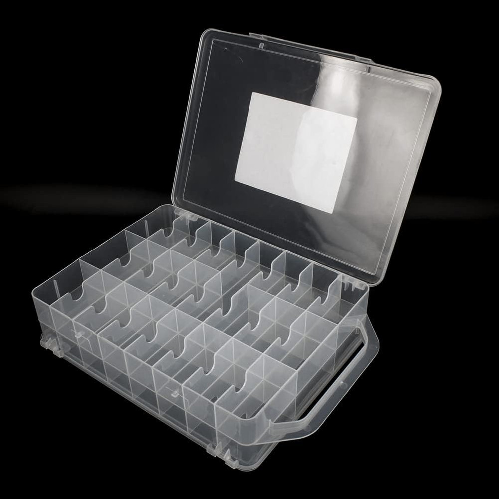 46 Grids Sewing Organizer, Double Sided Thread Box Storage, Portable Clear Plast