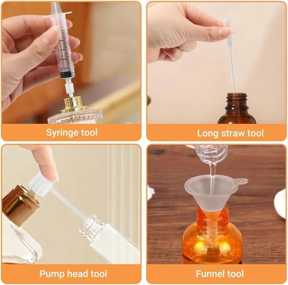 Perfume Refill Tool Kit, 10pcs Plastic Dispenser Transfer Pump Clear