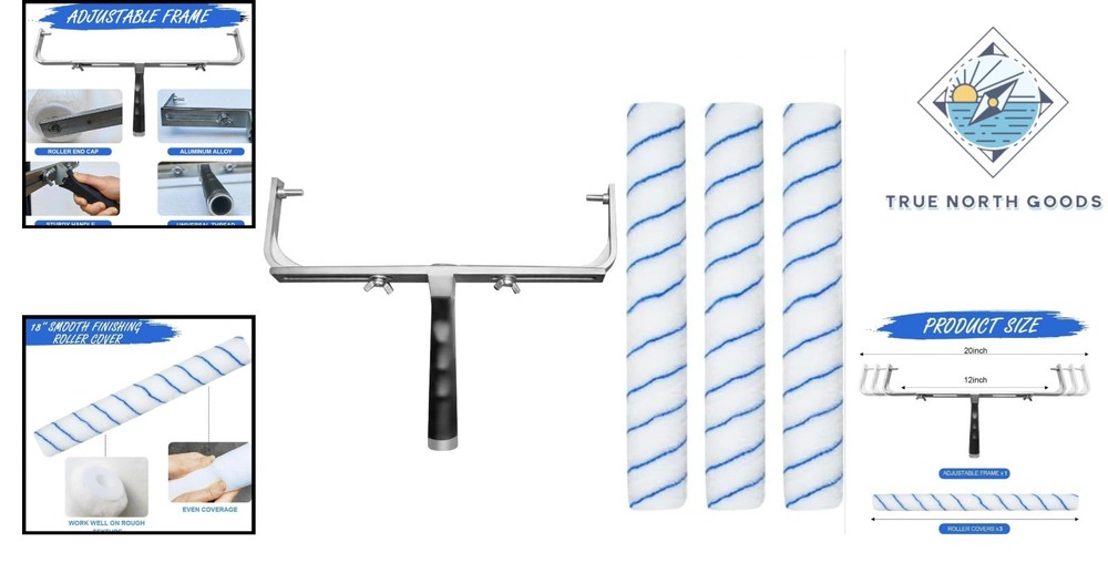 Easy Paint Roller System with 12-20 Inch Adjustable Frame and Microfiber Sleeves