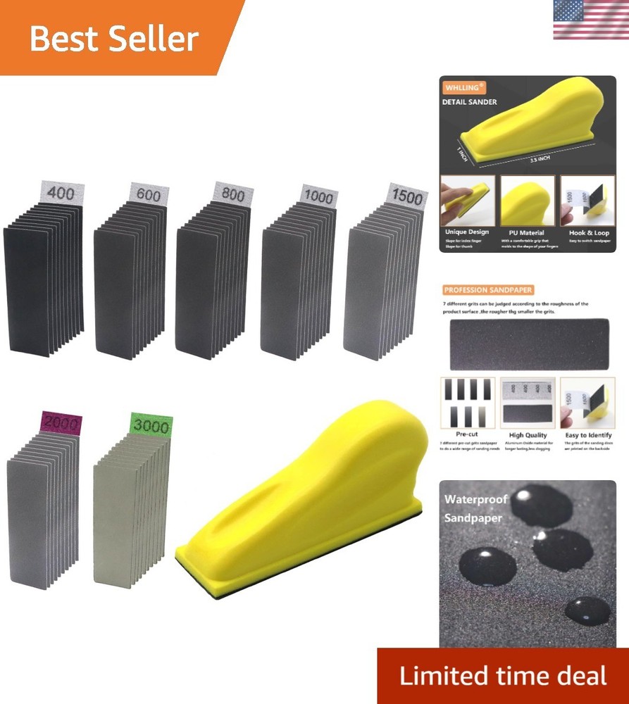 3.5” Micro Sander with 70PCS Hook and Loop Sandpaper - For Precision Detailing