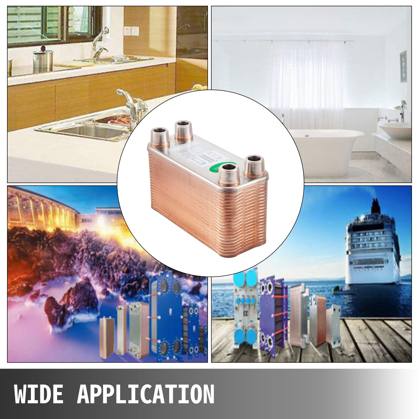 40 Plate Heat Exchanger 3/4" MNPT Ports 3 x 8" Brazed Plate Heat Exchanger