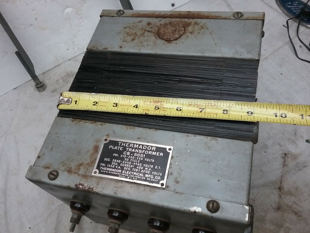 1 THERMADOR PLATE TRANSFORMER 210-230-250 V @ SEC 2840 - 3450 - 4560 VOLT C.T