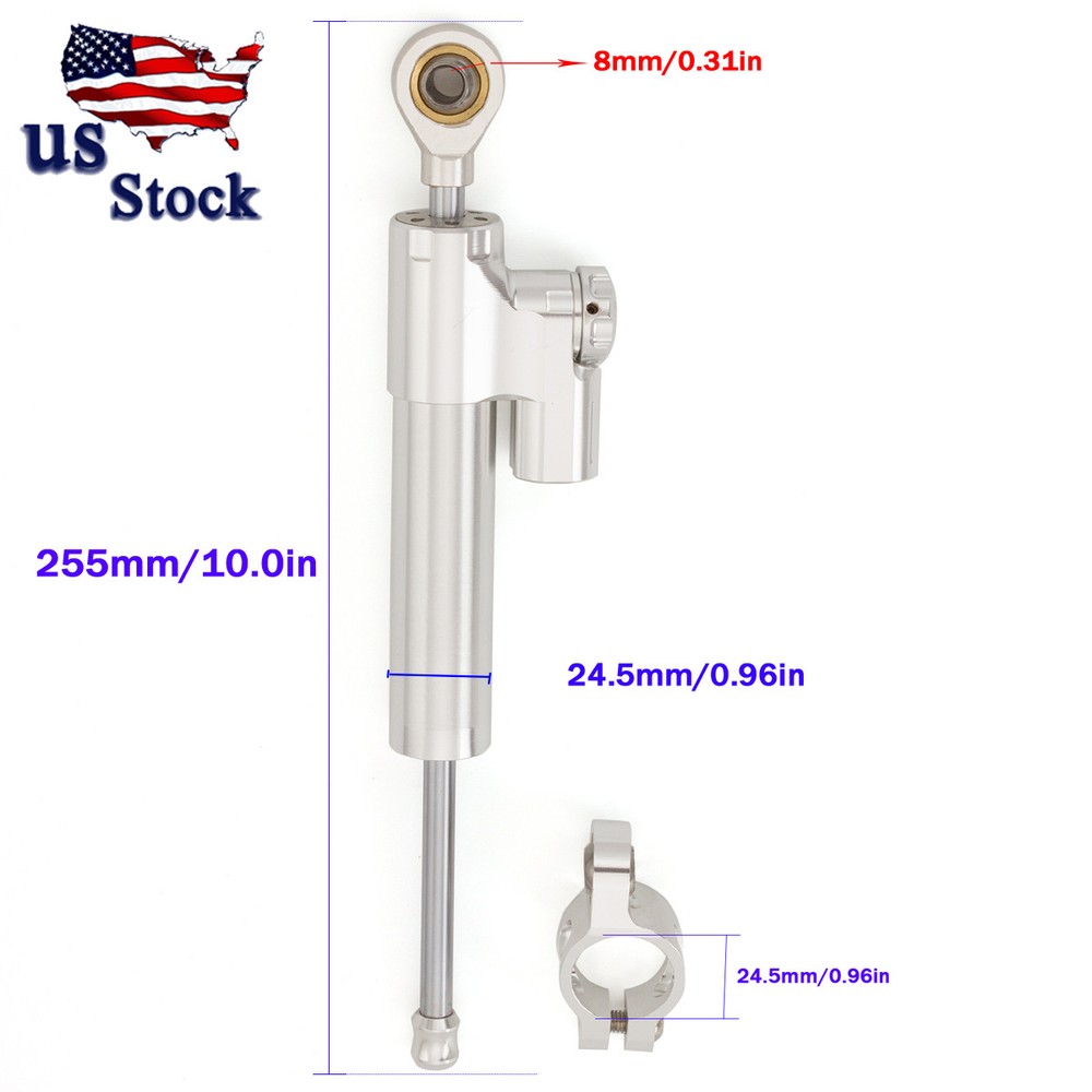 Universal Aluminum Adjustable Steering Damper Stabilizer Motorcycle Part Silver
