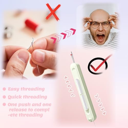 Pack Needle Threader, 2025 Upgraded Plug-in 2 in 1 Needle Threader Seam 3