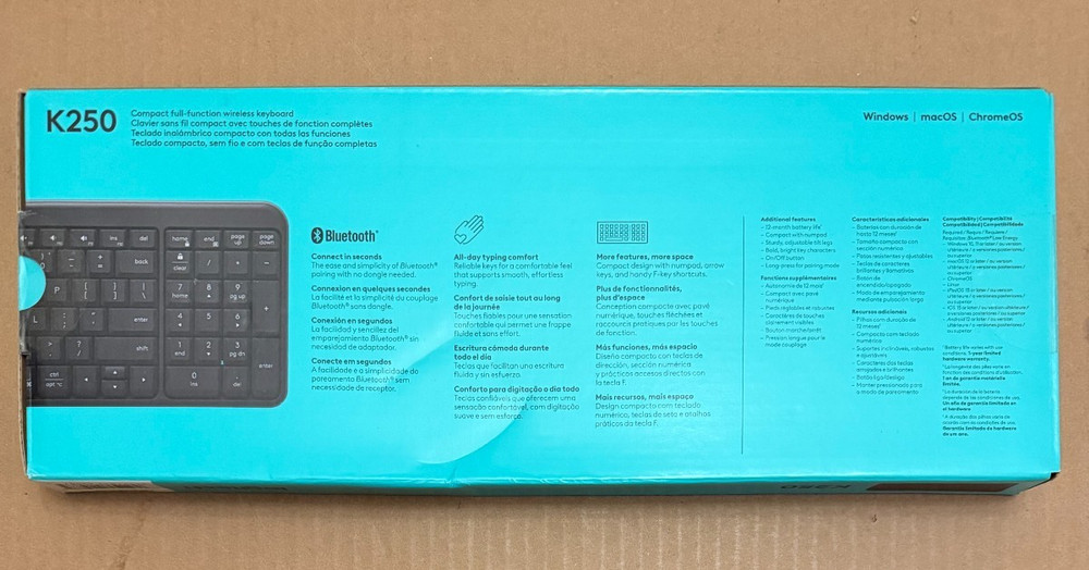 LOGITECH K250 Bluetooth Wireless Keyboard - 920-013442 - NEW