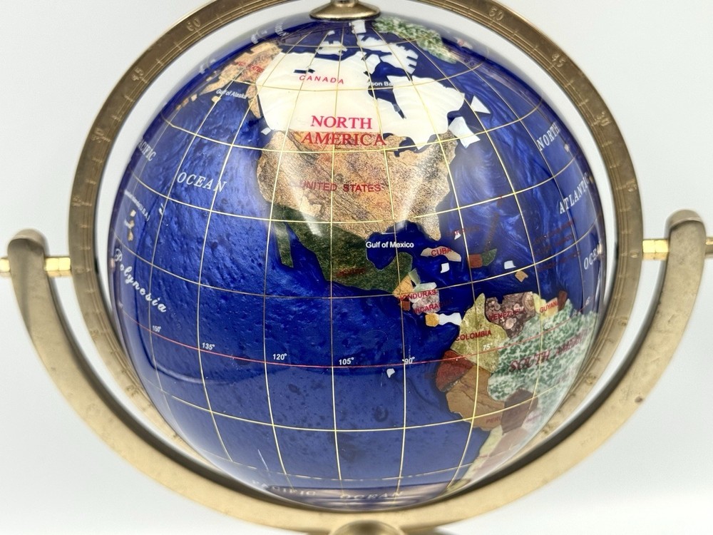 Antique Vintage Gemstone World Table Top Globe