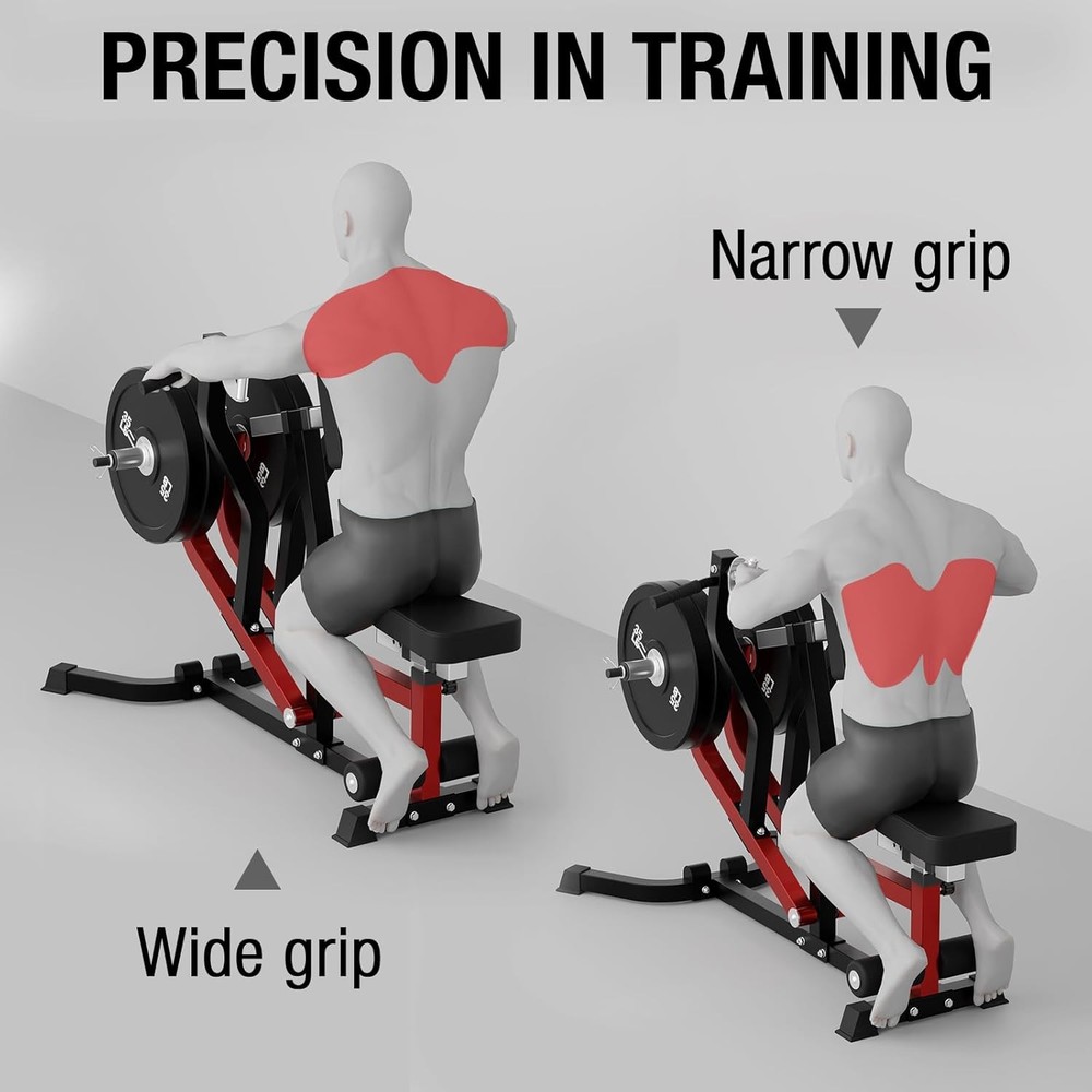 Seated Row Machine Lat Back Exercise Machine Adjustable Plate Loaded Home Gym