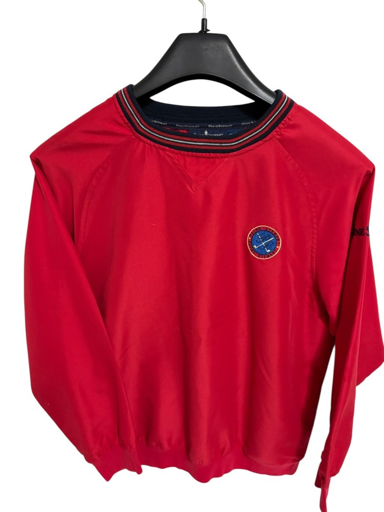Payne Stewart Pullover Jacket Size Large Golf Red Polyester Windbreaker Logos