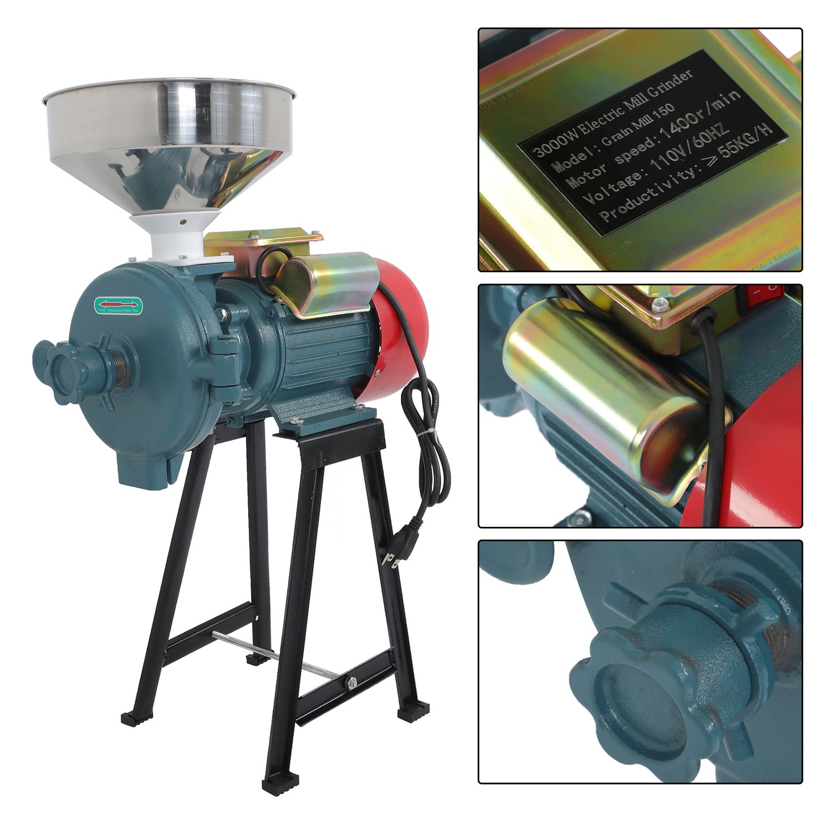 110V Electric Grinder Grain Mill Corn 3000W Wheat Feed Flour Cereal Grain Mills