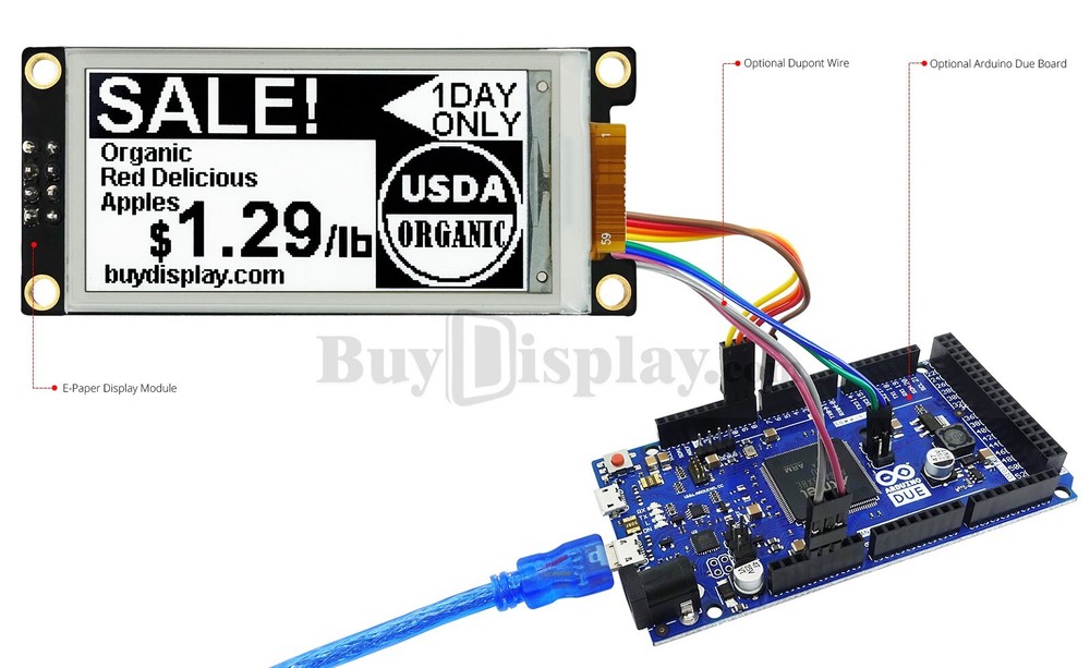 Black 2.13 inch e-Paper Display Module for Arduino,Raspberry Pi