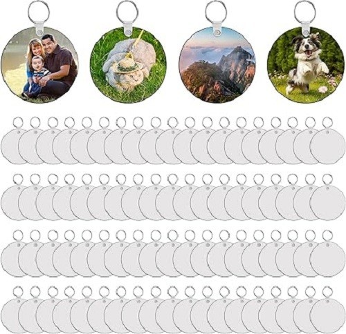 240Pcs Sublimation Keychain Blanks Round Bulk Products Double Sides 80 MDF Su...