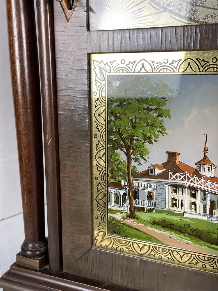 Antique Seth Thomas Mantle Clock Reverse Painted Glass Works But See Description