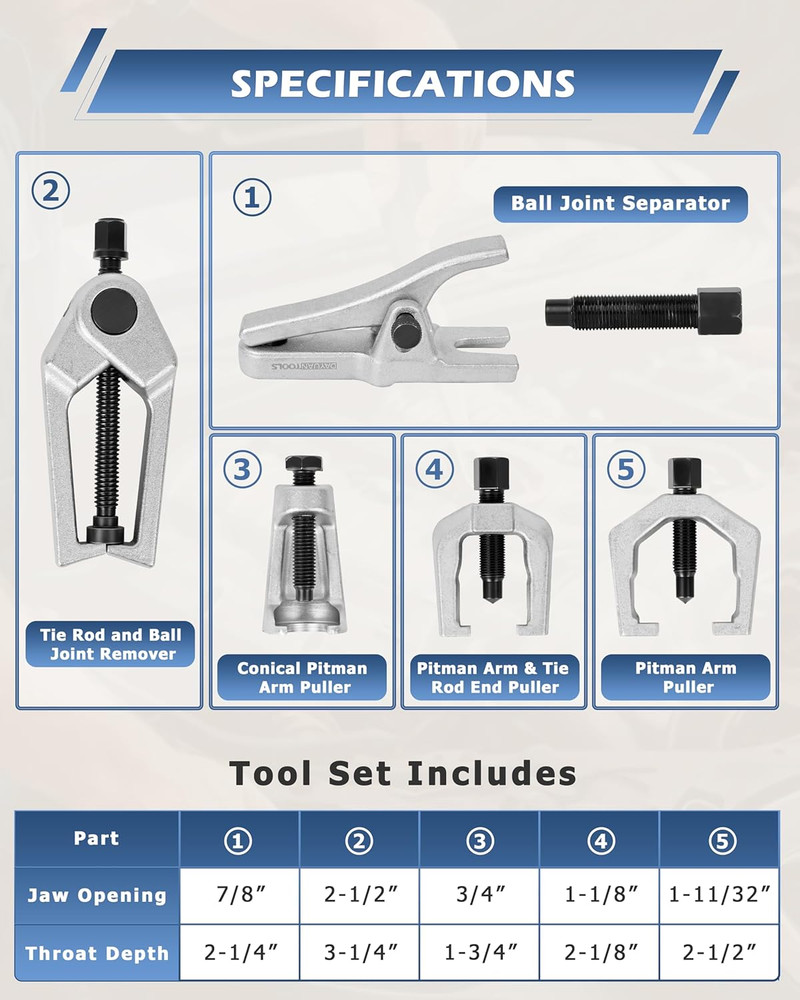5Pcs Front End Service Tool Bundle 27Pcs Brake Caliper Compression Tool Set Kit