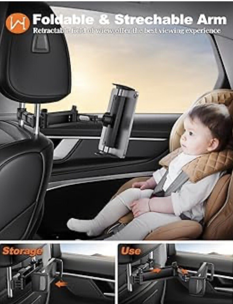 Tryone Car Headrest Tablet Holder Mount Stretchable Backseat Tablets Stand fo...