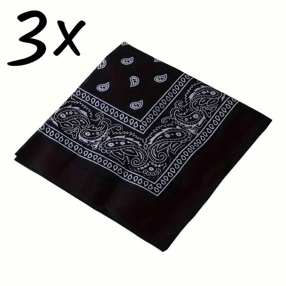 3-Pack Bandana 100% Cotton Paisley Print Double-Sided Scarf Head Neck Face Mask