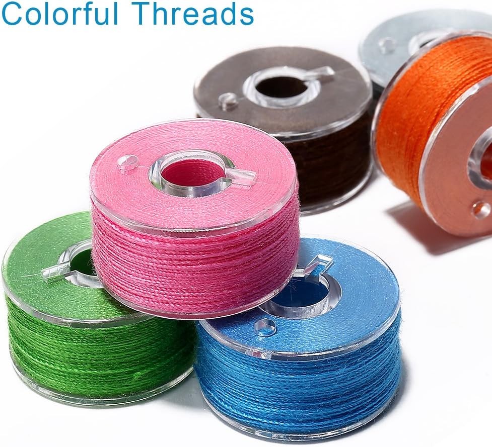 BetyBedy 36Pcs Bobbins and Sewing Threads with Bobbin Case for Multiple Sewing M