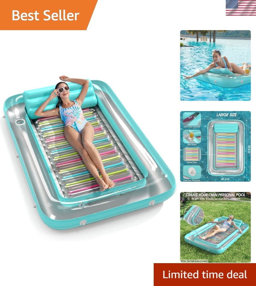 Relaxing 4-in-1 Pool Float with Removable Pillow & Reflective Base - Large Size