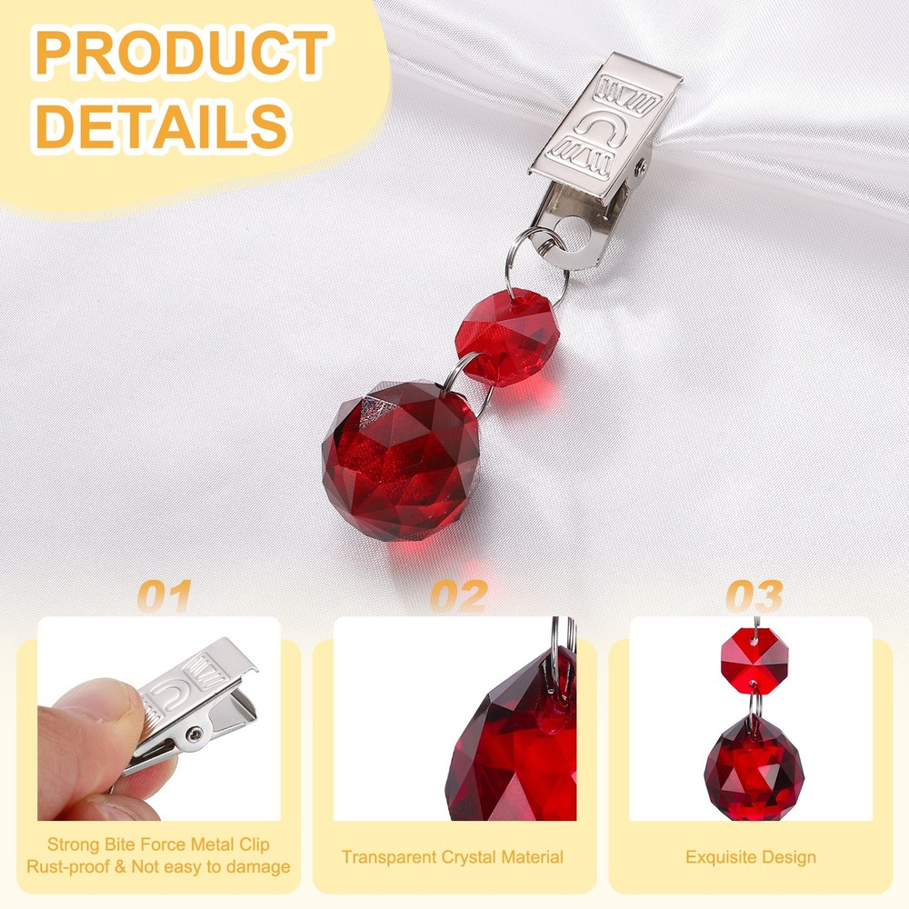 8Pcs Tablecloth Weights, Ball Shape Curtain Weight, Red