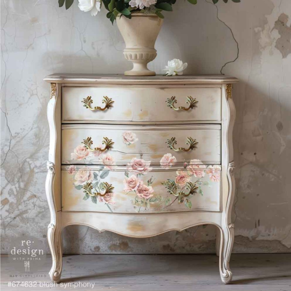Redesign With Prima BLUSH SYMPHONY Mini Decor Transfers, Flower Pattern, Florals