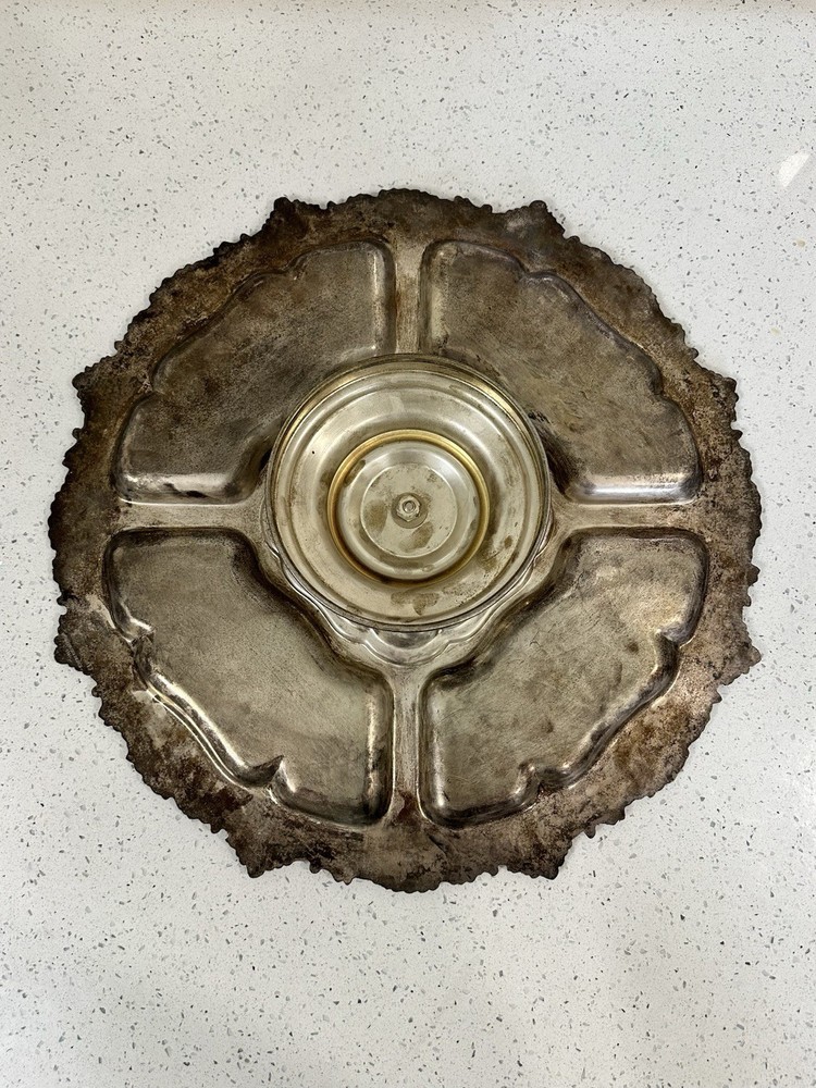 Silver Soldered Stud Plated Lazy Susan Serving Platter 20"