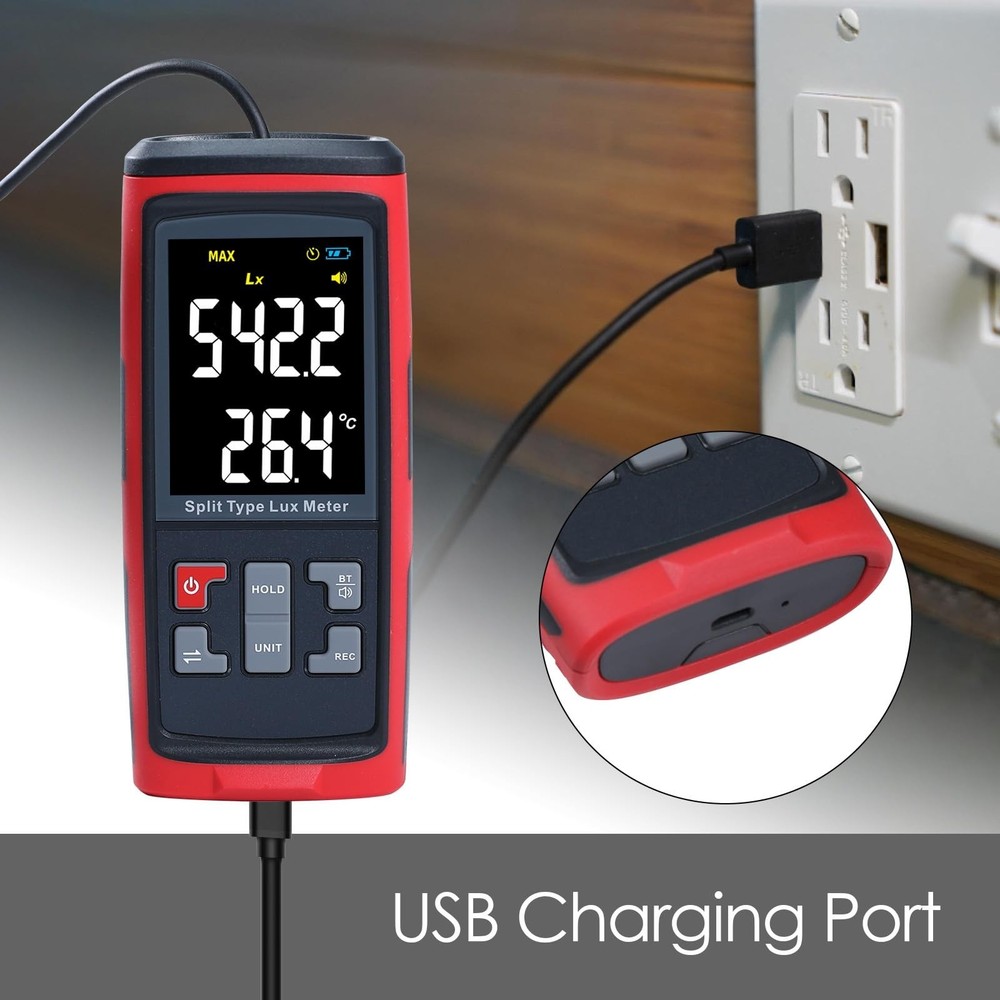 Light Meter Digital Illuminance Meter with Ambient Temperature Measuring and ...