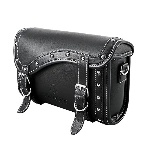 Vintage Motorcycle Front Fork Bag, Universal Black-Calfskin Pattern-Large
