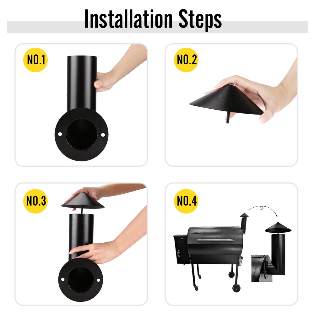 Pellet Grill Smoke Stack Replacement for Pit Boss, Traeger, Camp Chef, Smokers
