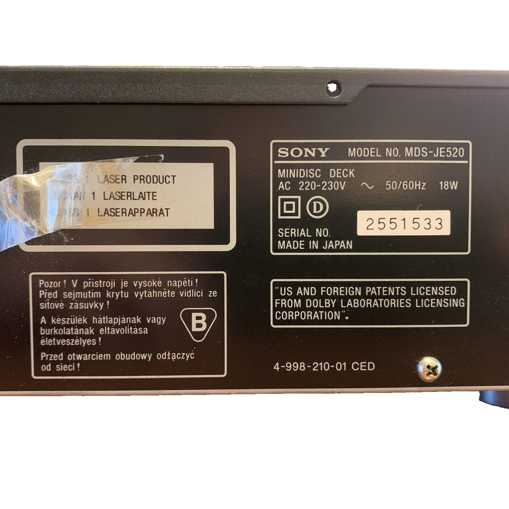 Sony MDS-JE520 Minidisc Deck Player Working | No Remote