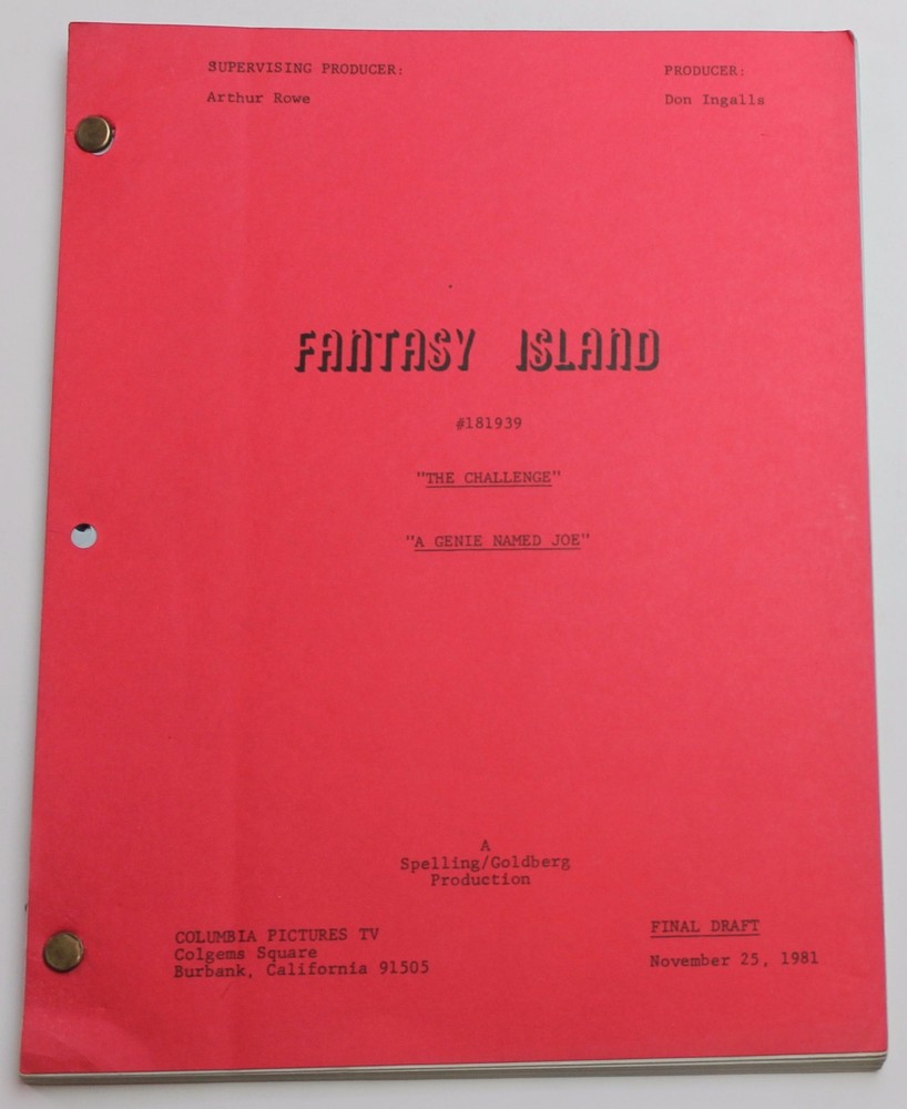 FANTASY ISLAND / 1981 Original TV Show Script, "The Challenge/A Genie Named Joe"